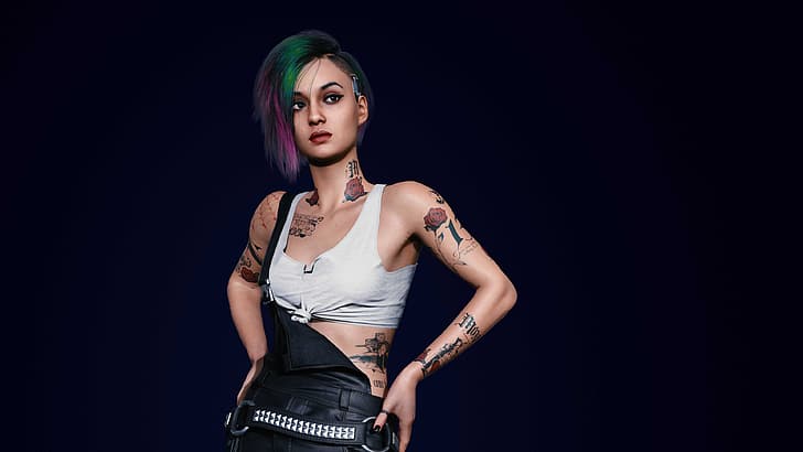 wanita, Cyberpunk 2077, tato, Wallpaper HD