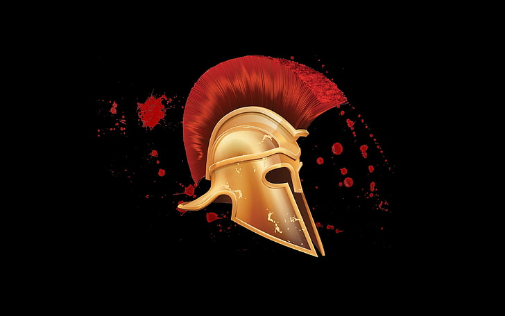 blood, helmet, Spartan, HD wallpaper
