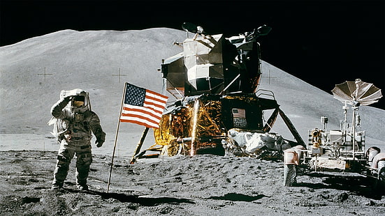 Księżyc, kosmos, astronauta, Apollo, Tapety HD HD wallpaper