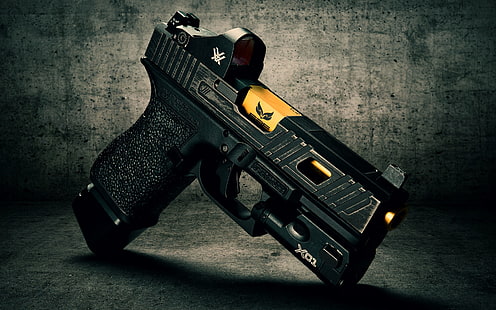 Glock 19 Самозареждащ се, черно бутало, Война и армия, Пистолет, война, пистолет, ръка, HD тапет HD wallpaper