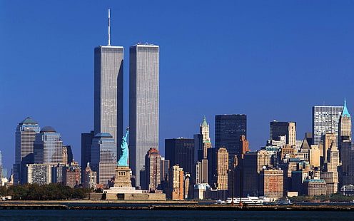 New York, skyskrapor, WTC, World Trade Center, tvillingtorn, tvillingtornen, 11 september, HD tapet HD wallpaper