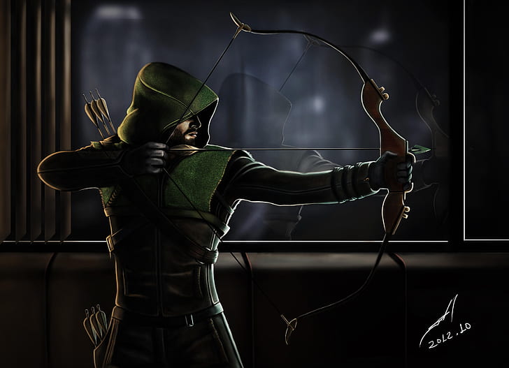 Art, Green Arrow, Arrow, Stephen Amell, Emerald Archer, HD wallpaper