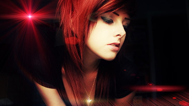 berambut merah, wanita, Wallpaper HD