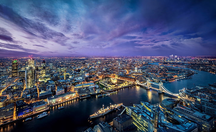 London Night, Chain Bridge, City, Wallpaper HD