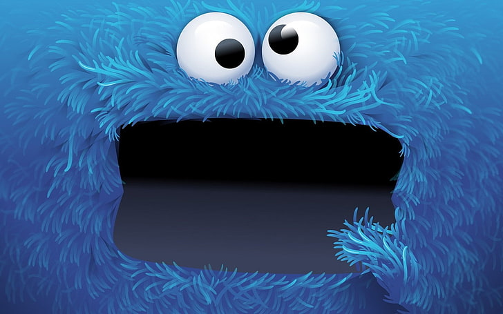 Augen, Cookie Monster, Gesicht, blau, Kunstwerk, HD-Hintergrundbild