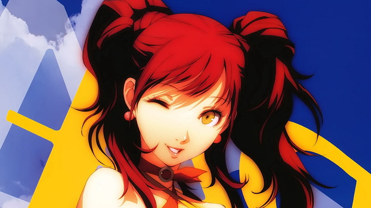 Anime Girls, Persona 4, Rise Kujikawa, twintails, video games, Winking, HD wallpaper