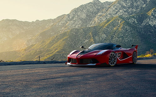красно-черное спортивное купе, спорткар, Ferrari, HD обои HD wallpaper