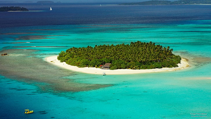 Tonga von oben, Inseln, HD-Hintergrundbild