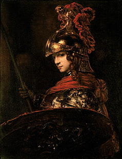 Griechische Mythologie, Athena, Rembrandt van Rijn, klassische Kunst, Malerei, HD-Hintergrundbild HD wallpaper