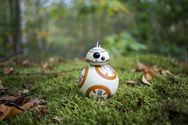 Star Wars, grass, BB-8, HD wallpaper