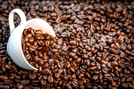 hintergrund, kaffee, getreide, tasse, gefüge, bohnen, geröstet, HD-Hintergrundbild HD wallpaper
