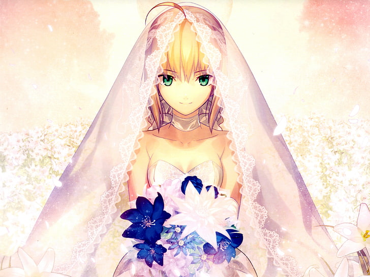 illustration de personnage d'anime femelle aux cheveux blonds, Type-Moon, Sabre, Takeuchi Takashi, filles anime, Fate Series, anime, Fond d'écran HD