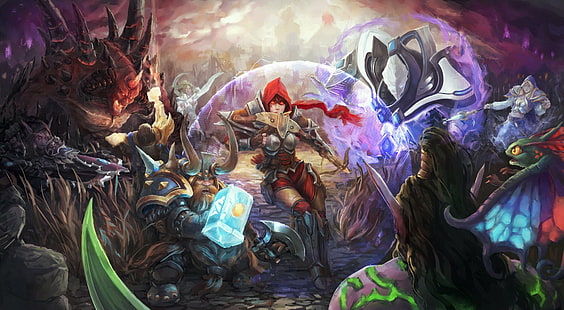 Video Game, Heroes of the Storm, Demon Hunter (Diablo III), Tyrande Whisperwind, Uther (Warcraft), Zagara (StarCraft), HD wallpaper HD wallpaper