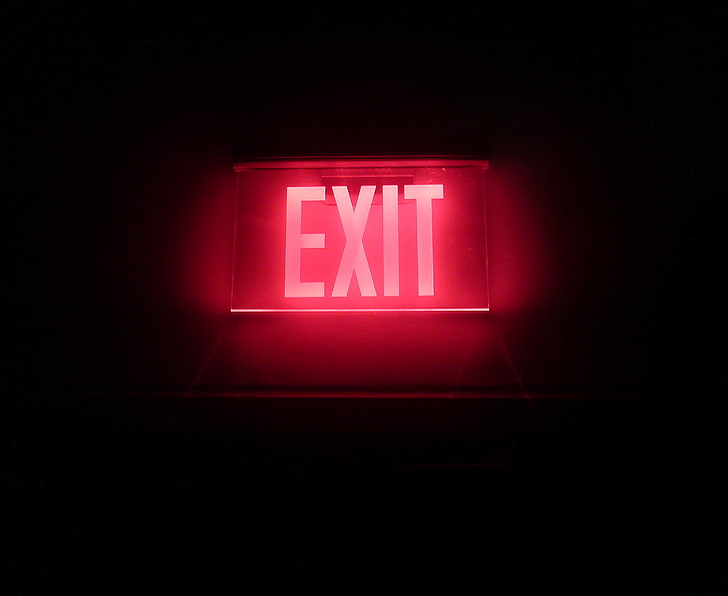 Exit signage, neon, backlight, inscription, exit, HD wallpaper