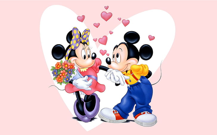 Wallpaper Mickey Mouse Dan Minnie Love Pasangan Hd, Wallpaper HD