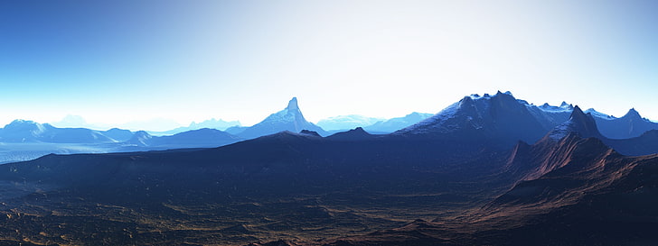 mountain alps, landscape, multiple display, HD wallpaper