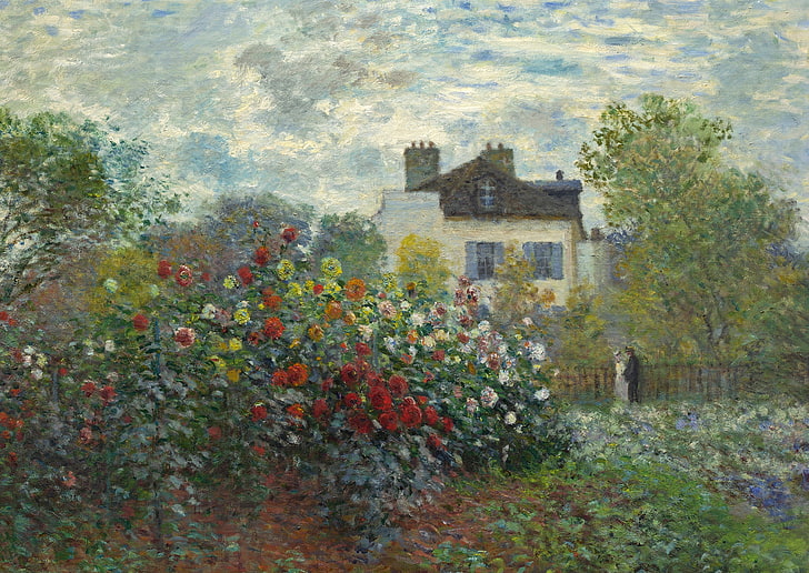 assorted flowers painting, landscape, picture, Claude Monet, The garden of Monet at Argenteuil, HD wallpaper