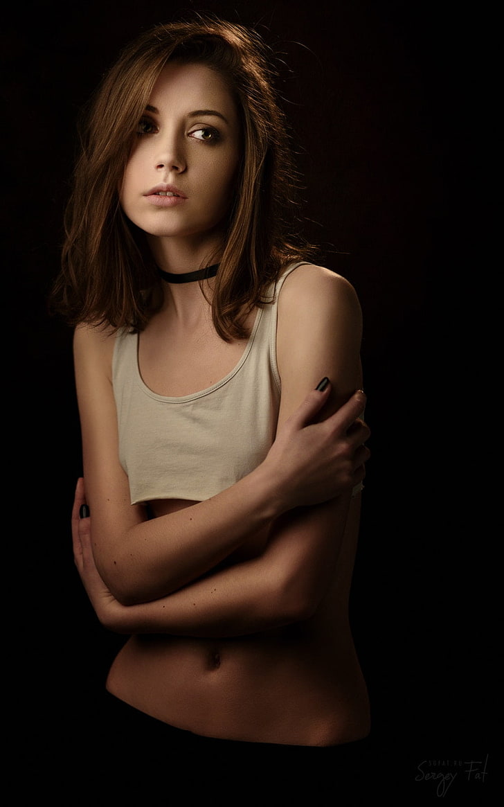 women's white sleeveless crop-top, Ksenia Kokoreva, HD wallpaper