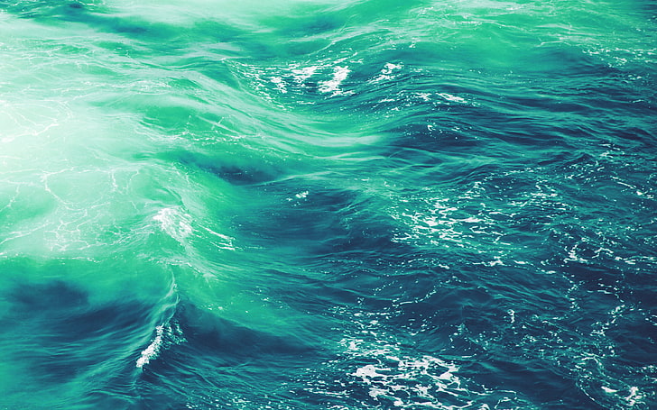 wave, nature, water, blue, green, sea, ocean, pattern, HD wallpaper