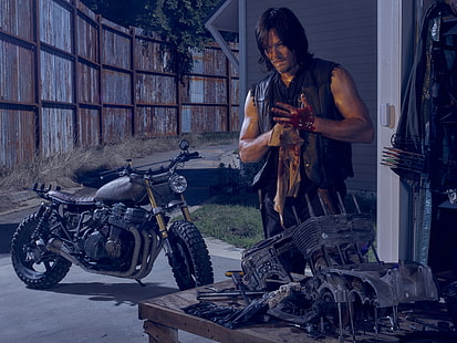 Daryl Dixon del cartel de The Walking Dead, bicicleta, The Walking Dead, Norman Reedus, Daryl, Fondo de pantalla HD HD wallpaper