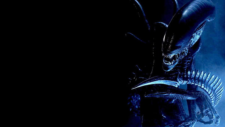 Fondo de pantalla digital Alien VS Predator, Alien (película), fondo negro, extraterrestres, Xenomorph, criatura, ciencia ficción, horror, Fondo de pantalla HD