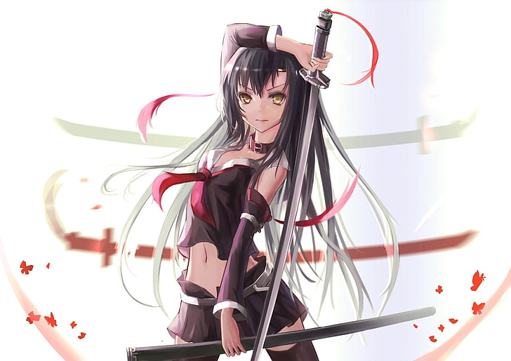 mujer sosteniendo espada digital fondo de pantalla, Pixiv Fantasia, espada, katana, Fondo de pantalla HD