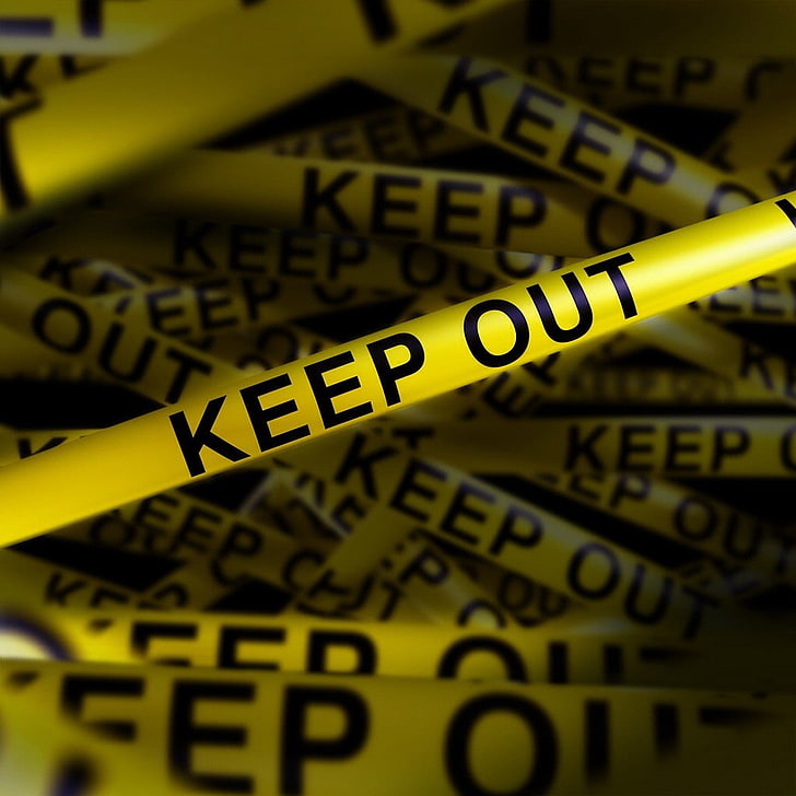 yellow and black keep out barricade tape, police tape, artwork, sign, yellow, HD wallpaper