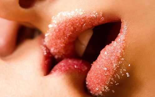 beijos, lésbicas, lábios, açúcar, mulheres, HD papel de parede HD wallpaper