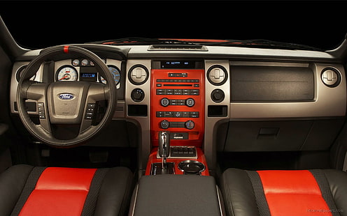 Interior Ford F150 SVT Raptor, dashboard interior ford, interior, ford, f150, raptor, mobil, Wallpaper HD HD wallpaper