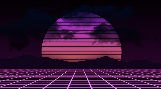 The sun, Mountains, Music, Background, Electronic, Synthpop, Darkwave, Synth, Retrowave, Synth-pop, Sinti, Synthwave, Synth pop, HD wallpaper HD wallpaper