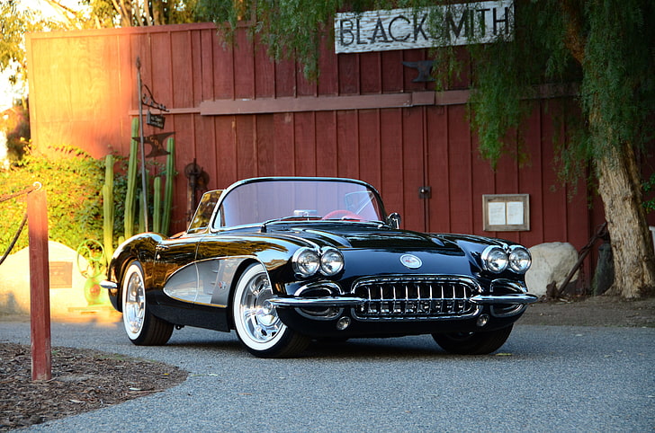 (c1), 1958, cars, chevy, corvette, modified, HD wallpaper