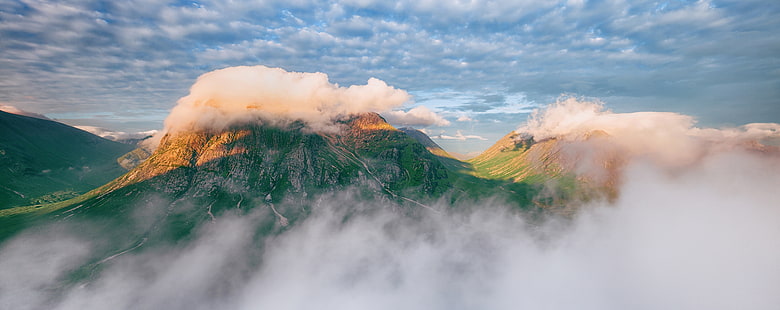 Places to Visit Before You Die, white cloud formation, Nature, Mountains, View, Travel, Beautiful, Landscape, Scenery, Mountain, Scene, Mist, Amazing, Photography, Scotland, Outdoor, Wilderness, Highlands, Panoramic, Photo, united kingdom, panorama, Vacation, Scottish, Breathtaking, places, visit, viewpoint, canon6d, buachailleetivemor, glencoe, buachailleetivebeag, Buachaille Etive Beag, Buachaille Etive Mor, HD wallpaper HD wallpaper