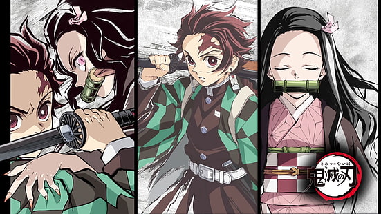 Anime, Demon Slayer: Kimetsu no Yaiba, Nezuko Kamado, Tanjirou Kamado, Tapety HD HD wallpaper