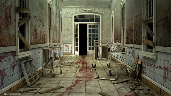 Dark, Creepy, Abandoned, Blood, Haunted, Horror, Hospital, HD wallpaper HD wallpaper