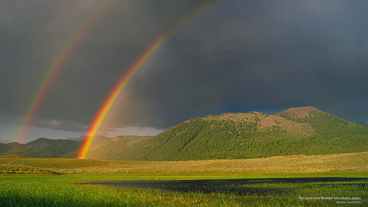 Rainbow Over Boulder Mountains, Idaho, Weather, HD wallpaper