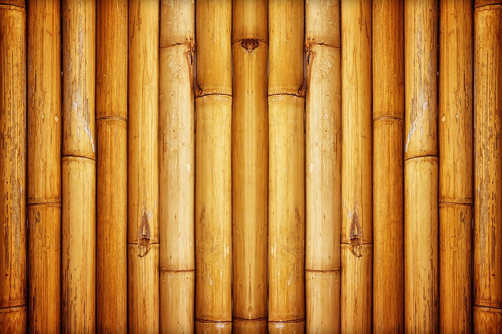 papel tapiz de bambú marrón, pared, bambú, patrón, Fondo de pantalla HD