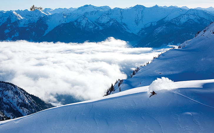 Snowboard Snowboarding Śnieg Zima Chmury Góry HD, sport, chmury, góry, śnieg, zima, snowboard, snowboard, Tapety HD