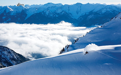 Snowboard Snowboard Snow Winter Clouds Mountains HD, sport, nuvole, montagne, neve, inverno, snowboard, snowboard, Sfondo HD HD wallpaper