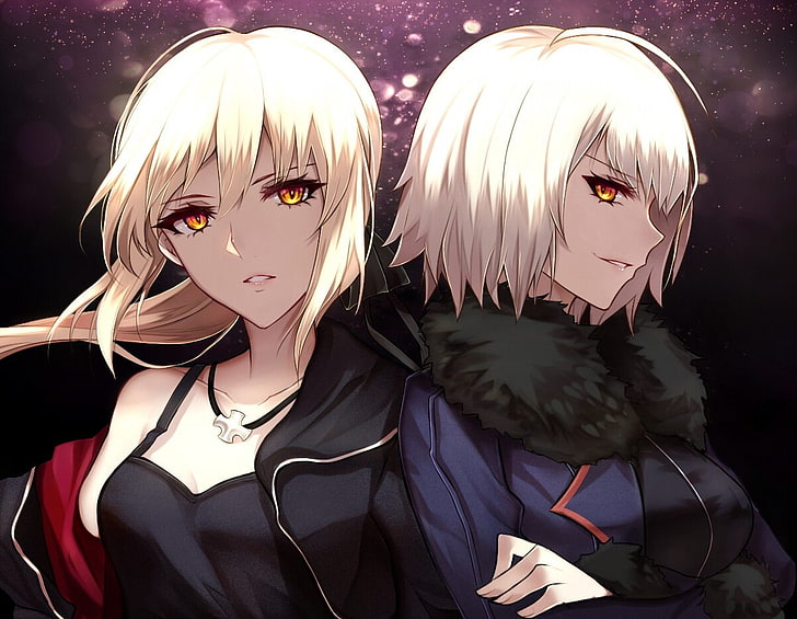 blonde, Fate/Grand Order, Fate Series, Jeanne d'arc alter, long hair, necklace, orange eyes, ponytail, Saber, Saber Alter, short hair, Avenger (Fate/Grand Order), HD wallpaper