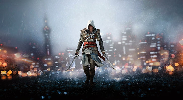 Assassins Creed IV di Dunia Baru, wallpaper Assassin's Creed Ezio, Permainan, Assassin's Creed, pembunuh bayaran, hitam, bendera, videogame, iv, game, ubisoft, assassinscreed4, edward, kenway, Wallpaper HD