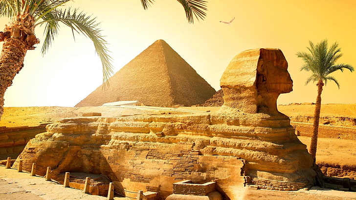 sejarah, sejarah kuno, piramida, monumen, objek wisata, lanskap, reruntuhan, gurun, batu, pariwisata, warisan dunia unesco, pasir, sphinx besar, giza, sphinx, Wallpaper HD