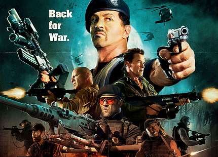 Poster Expendables, Bruce Willis, Arnold Schwarzenegger, Sylvester Stallone, Chuck Norris, Jason Statham, The Expendables 2, Dolph Lundgren, Wallpaper HD HD wallpaper