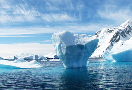 buzdağı, buzdağı, antarktika, buz parçası, okyanus, HD masaüstü duvar kağıdı HD wallpaper