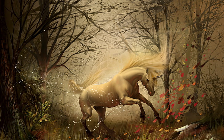 يونيكورن HD ، صورة الحصان الأبيض ، الخيال ، يونيكورن، خلفية HD