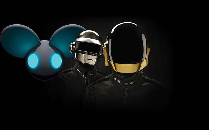 черен шлем графичен тапет, deadmau5, Daft Punk, музикант, музика, HD тапет