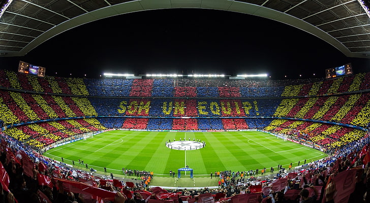 ФК Барселона, стадион Камп Ноу, зеленый футбольный стадион, спорт, футбол, стадион, барселона, камп ноу, HD обои