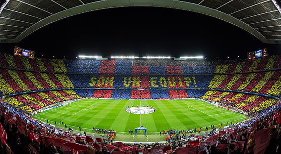 ФК Барселона, стадион Камп Ноу, зеленый футбольный стадион, спорт, футбол, стадион, барселона, камп ноу, HD обои HD wallpaper