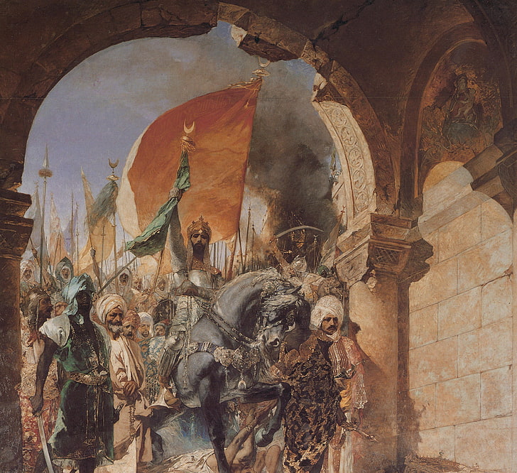 لوحة فرسان ، الإمبراطورية العثمانية ، فاتح السلطان محمد (الثاني. محمد) ، اسطنبول، خلفية HD