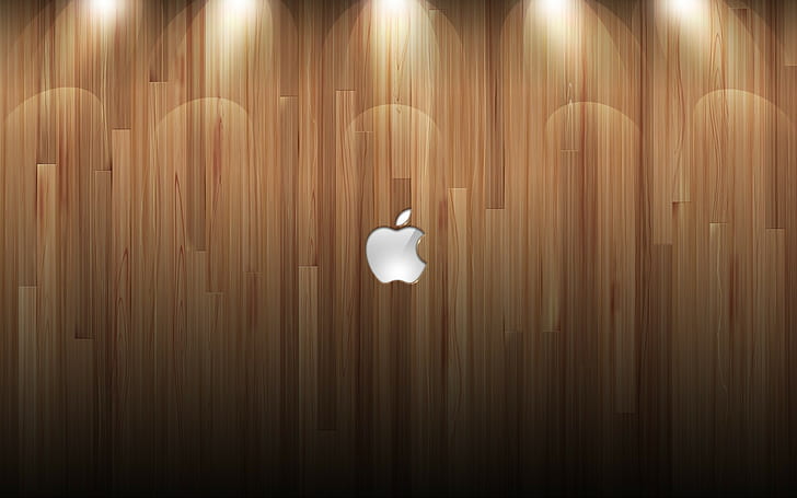 Apple, Mac, varumärke, logotyp, trä, yta, struktur, HD tapet