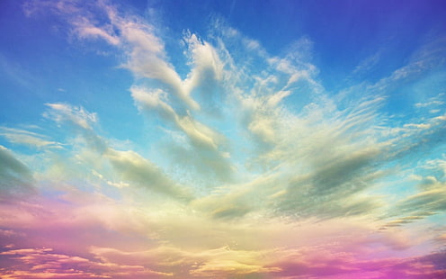 السماء ، الغيوم ، الهواء ، الظلال ، ليلك ، المساء، خلفية HD HD wallpaper